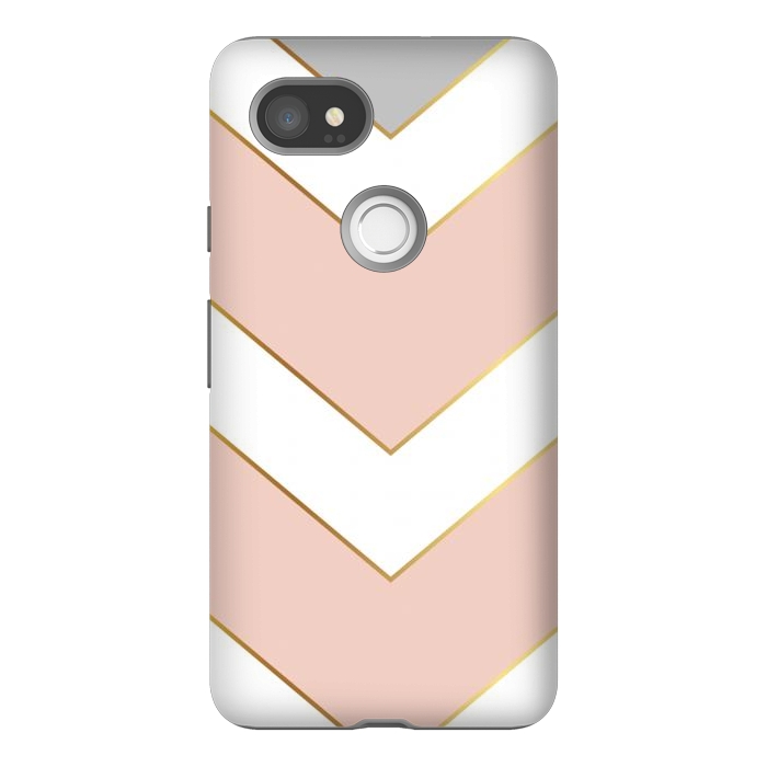 Pixel 2XL StrongFit Marble with Geometric Design Golden I by ArtsCase