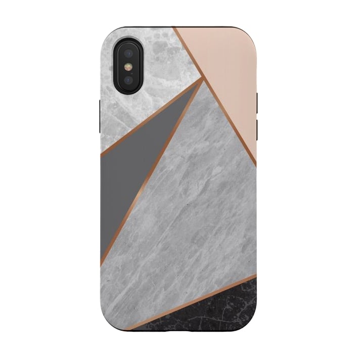 iPhone Xs / X StrongFit Modern Geometric Minimalist with Marble Texture by ArtsCase