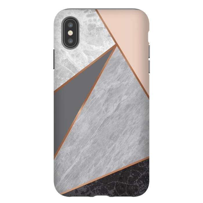 iPhone Xs Max StrongFit Modern Geometric Minimalist with Marble Texture by ArtsCase