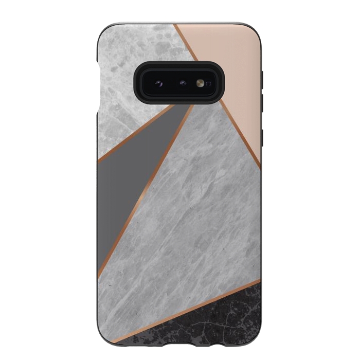 Galaxy S10e StrongFit Modern Geometric Minimalist with Marble Texture by ArtsCase