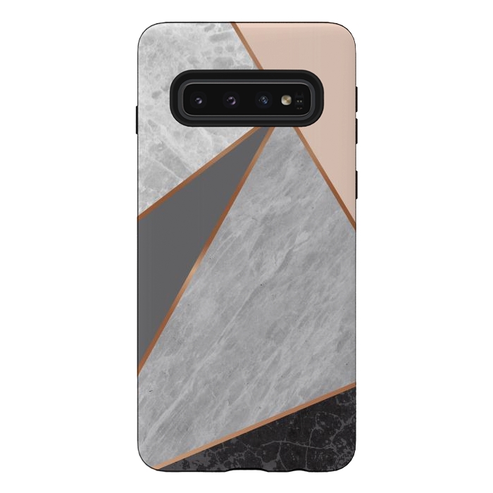 Galaxy S10 StrongFit Modern Geometric Minimalist with Marble Texture by ArtsCase