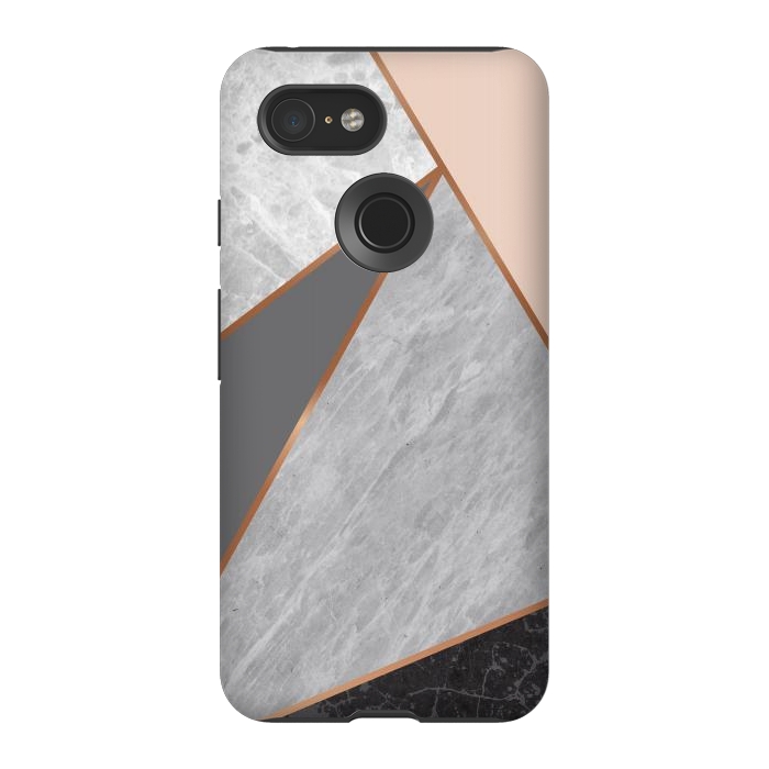 Pixel 3 StrongFit Modern Geometric Minimalist with Marble Texture by ArtsCase