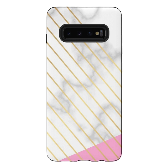 Galaxy S10 plus StrongFit Modern Marble Design Pink and Gray by ArtsCase