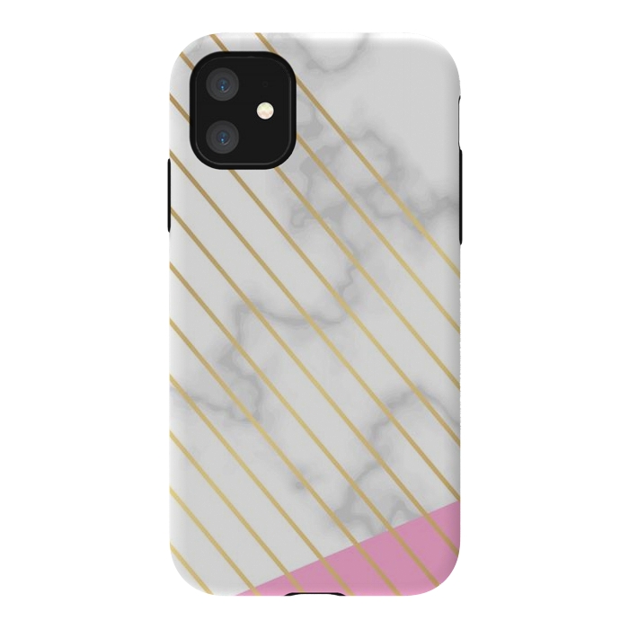 iPhone 11 StrongFit Modern Marble Design Pink and Gray by ArtsCase