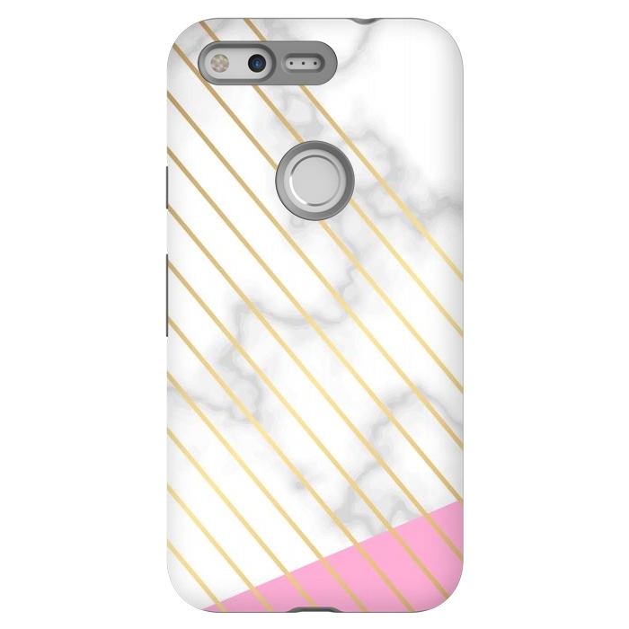 Pixel StrongFit Modern Marble Design Pink and Gray by ArtsCase