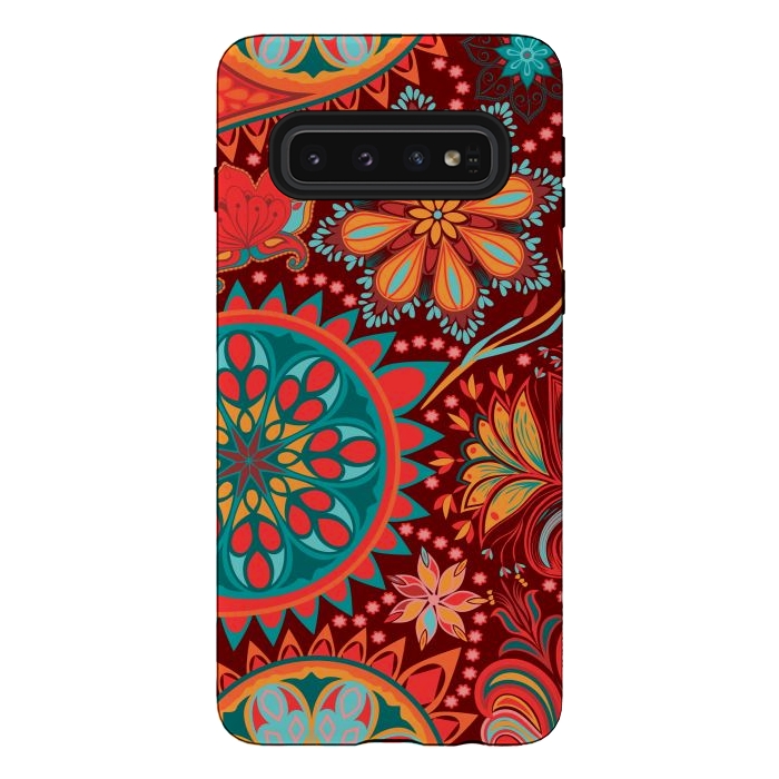 Galaxy S10 StrongFit Paisley Vintage Floral Motif Ethnic Seamless Background by ArtsCase