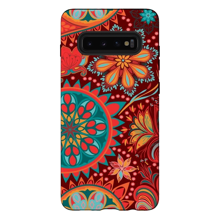 Galaxy S10 plus StrongFit Paisley Vintage Floral Motif Ethnic Seamless Background by ArtsCase