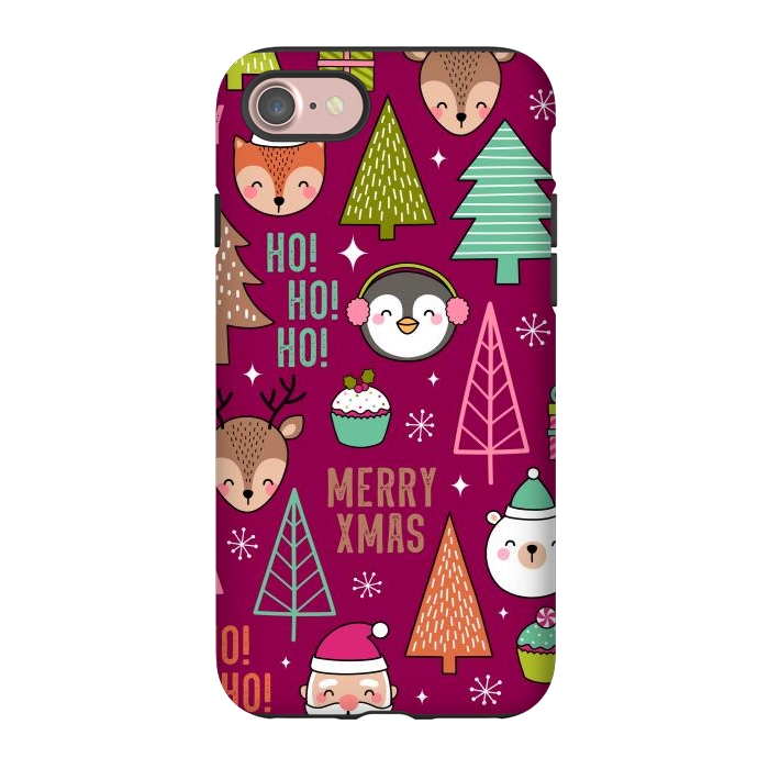 iPhone 7 StrongFit Pine Trees and Christmas Elements Seamless Pattern by ArtsCase