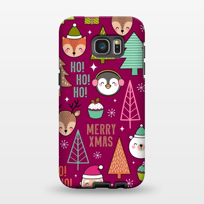 Galaxy S7 EDGE StrongFit Pine Trees and Christmas Elements Seamless Pattern by ArtsCase