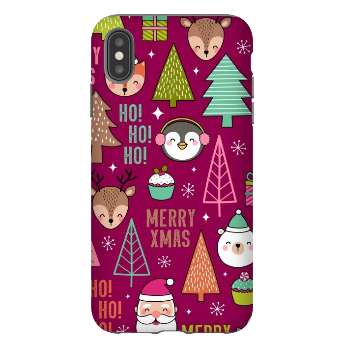 iPhone Xs Max StrongFit Pine Trees and Christmas Elements Seamless Pattern by ArtsCase