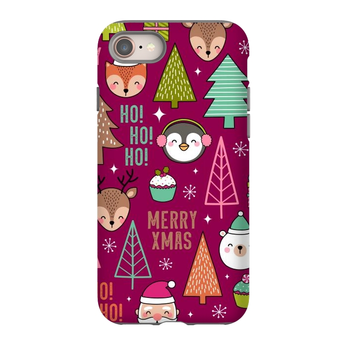 iPhone SE StrongFit Pine Trees and Christmas Elements Seamless Pattern by ArtsCase