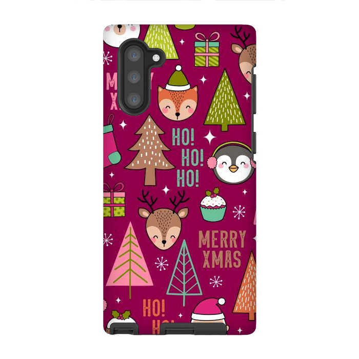 Galaxy Note 10 StrongFit Pine Trees and Christmas Elements Seamless Pattern by ArtsCase
