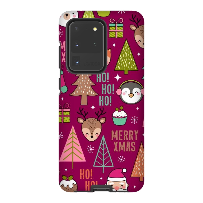 Galaxy S20 Ultra StrongFit Pine Trees and Christmas Elements Seamless Pattern by ArtsCase