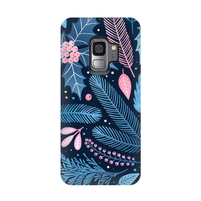 Galaxy S9 StrongFit Seamless Christmas Pattern with Winter Plants. by ArtsCase