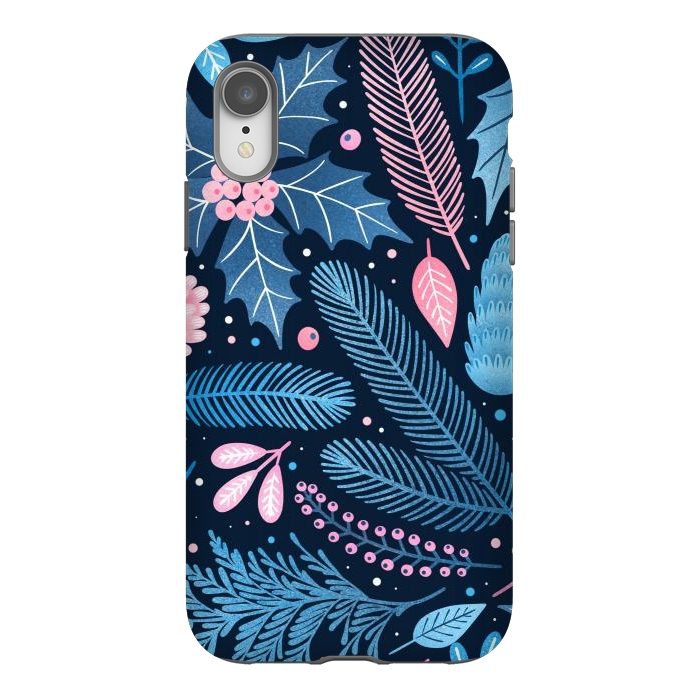 iPhone Xr StrongFit Seamless Christmas Pattern with Winter Plants. by ArtsCase