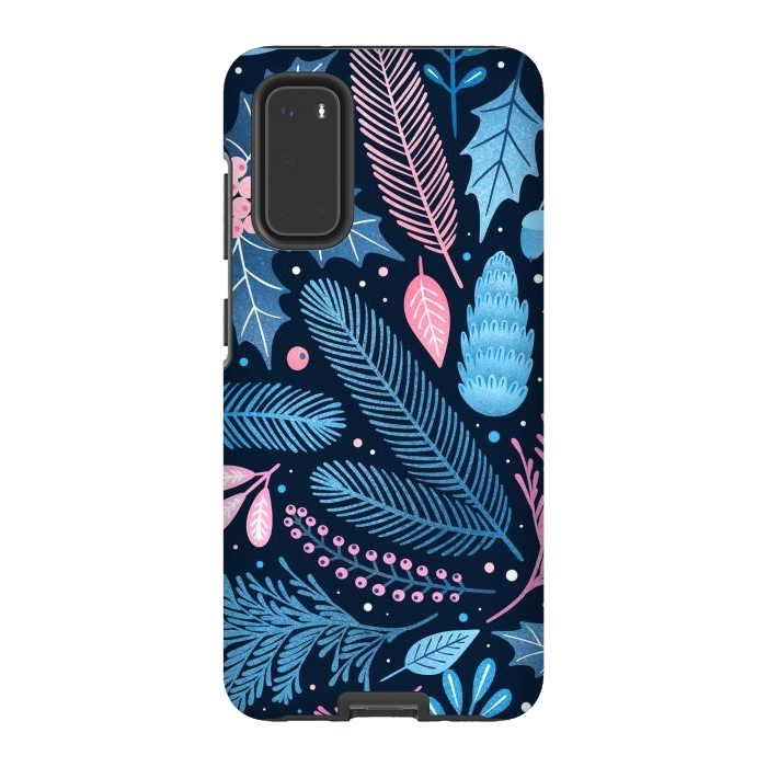 Galaxy S20 StrongFit Seamless Christmas Pattern with Winter Plants. by ArtsCase