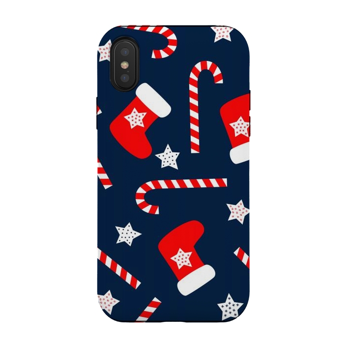 iPhone Xs / X StrongFit Seamless Christmas Pattern with Xmas Socks by ArtsCase