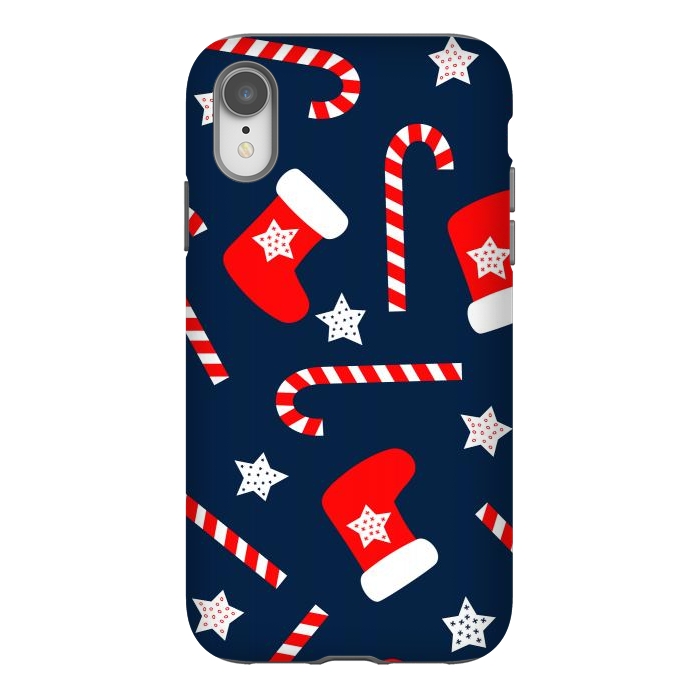 iPhone Xr StrongFit Seamless Christmas Pattern with Xmas Socks by ArtsCase