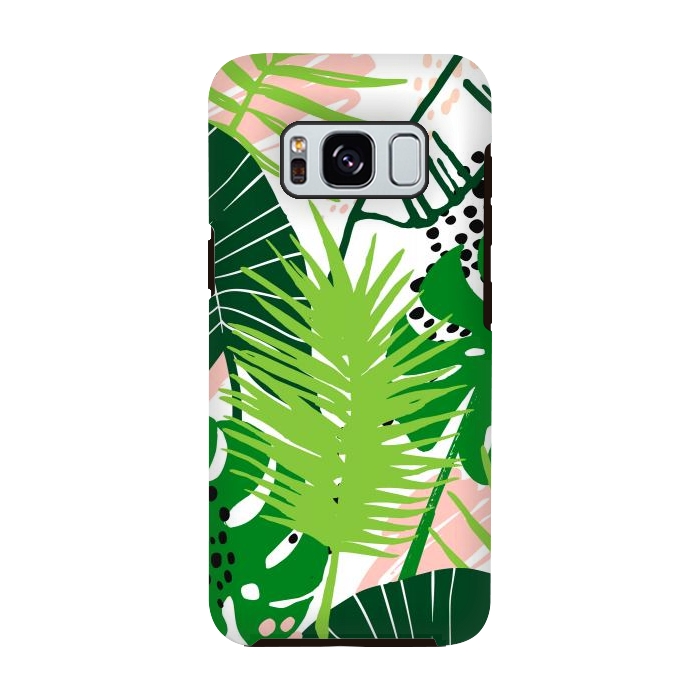 Galaxy S8 StrongFit Seamless Exotic Pattern with Green Tropical Leaves by ArtsCase