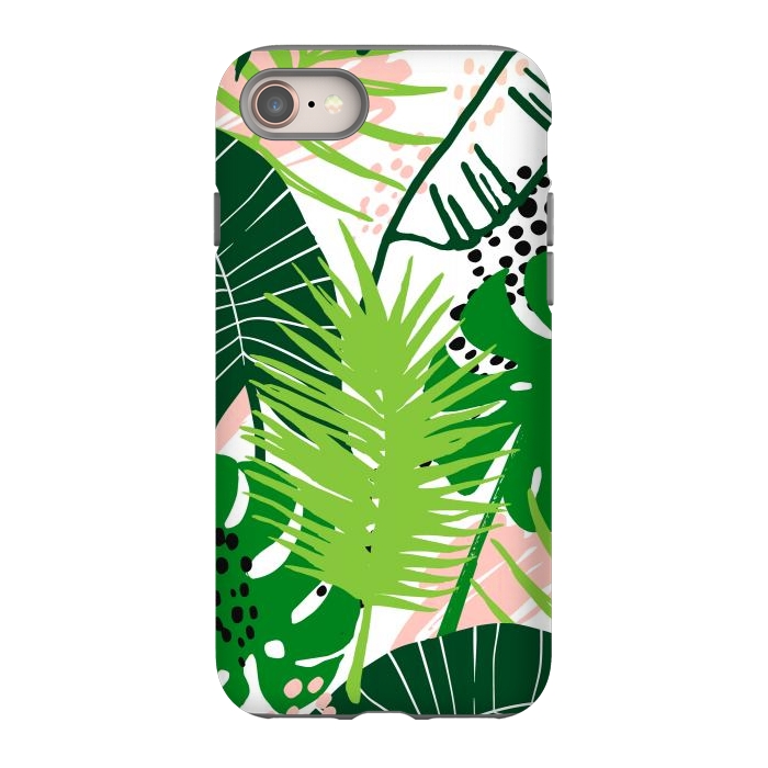iPhone 8 StrongFit Seamless Exotic Pattern with Green Tropical Leaves by ArtsCase