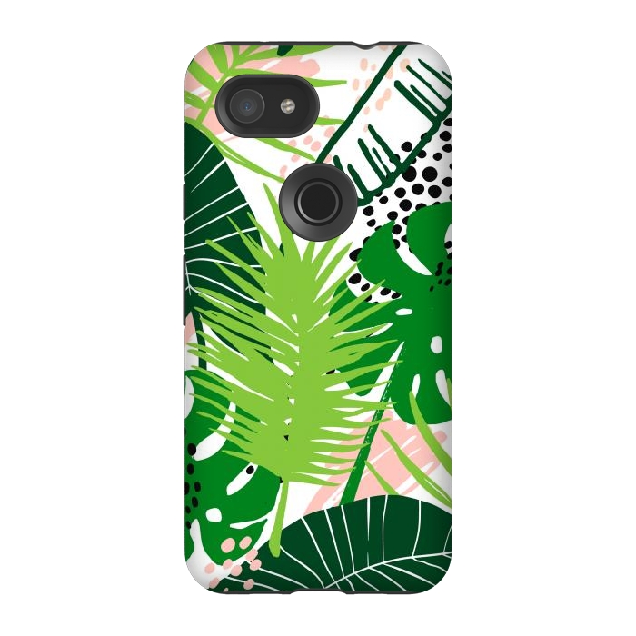 Pixel 3A StrongFit Seamless Exotic Pattern with Green Tropical Leaves by ArtsCase