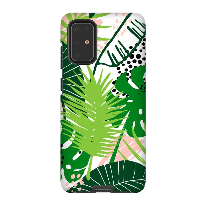 Galaxy S20 Plus StrongFit Seamless Exotic Pattern with Green Tropical Leaves by ArtsCase