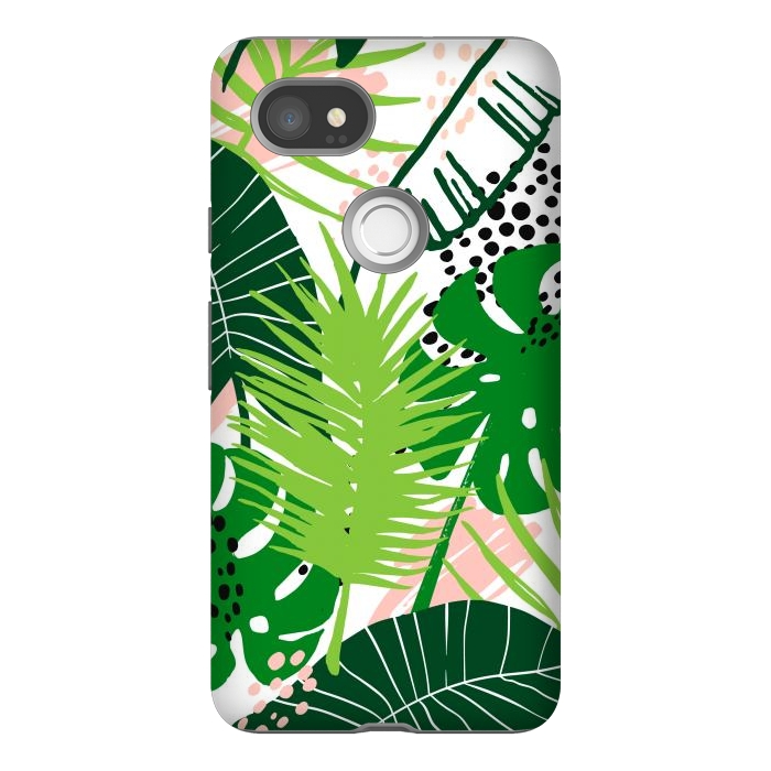 Pixel 2XL StrongFit Seamless Exotic Pattern with Green Tropical Leaves by ArtsCase