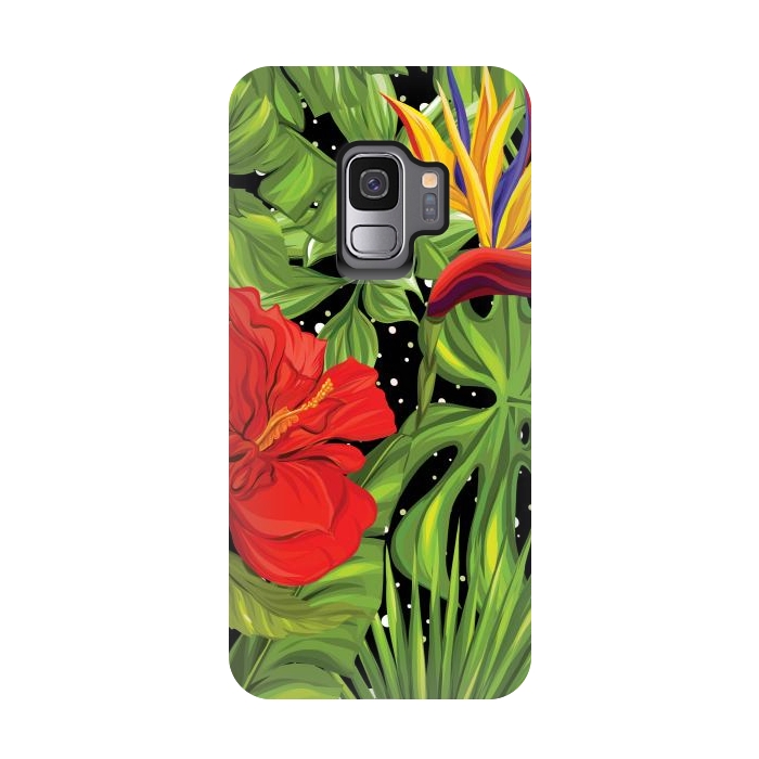 Galaxy S9 StrongFit Seamless Pattern Background with Tropical Plants Monstera by ArtsCase