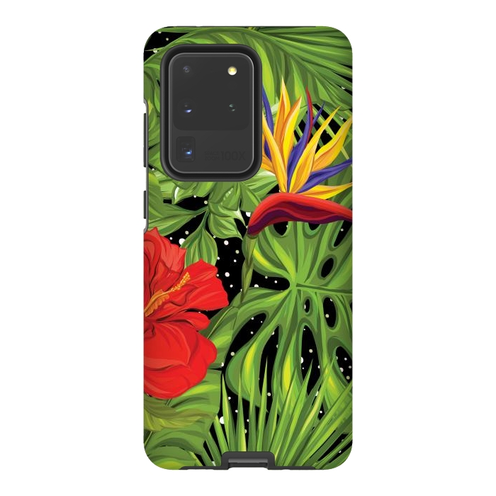 Galaxy S20 Ultra StrongFit Seamless Pattern Background with Tropical Plants Monstera by ArtsCase