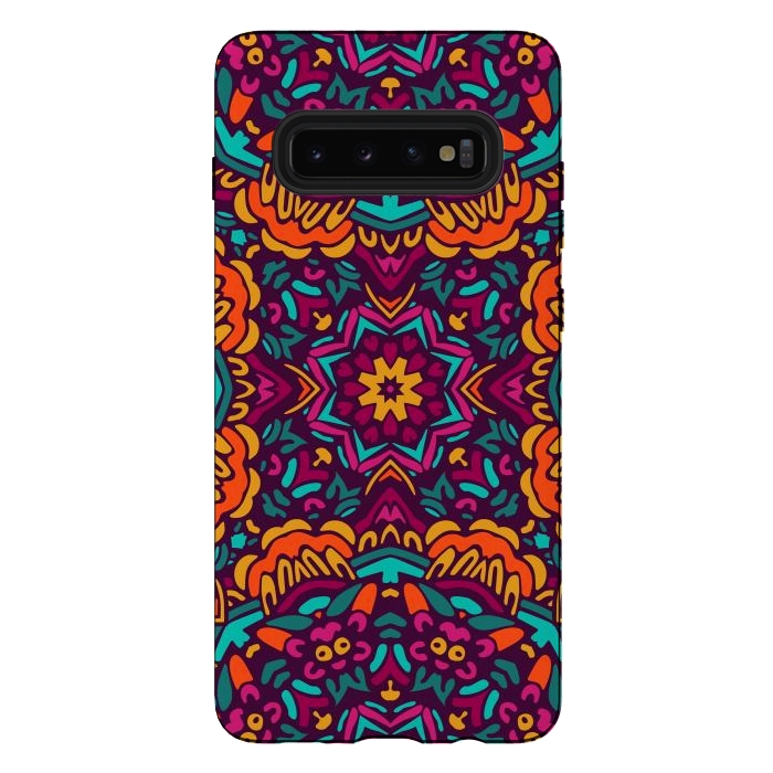 Galaxy S10 plus StrongFit Tiled Floral Doodle Design by ArtsCase
