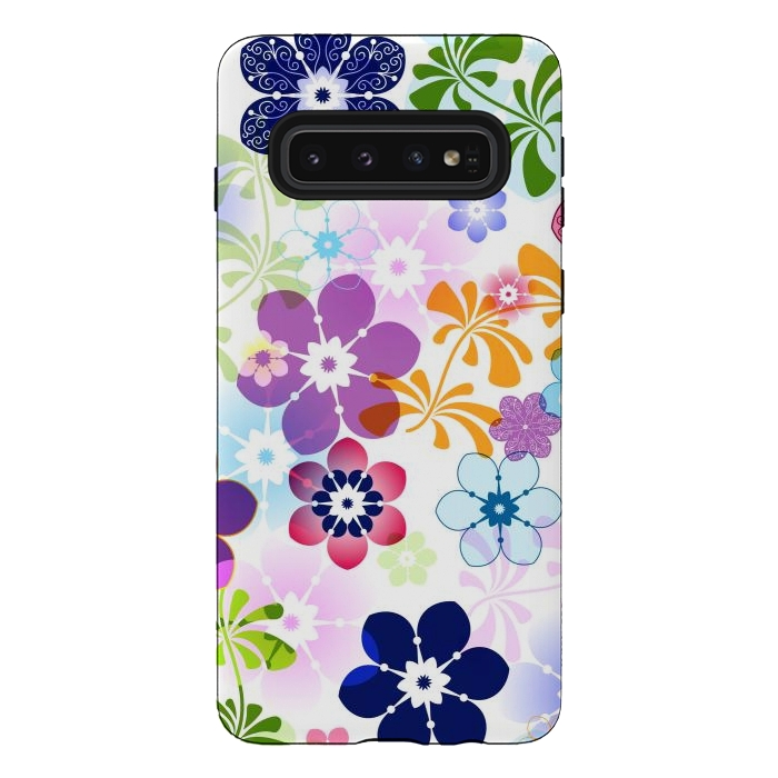 Galaxy S10 StrongFit Spring Colorful Seamless Floral Pattern with Transparent Flowers I by ArtsCase
