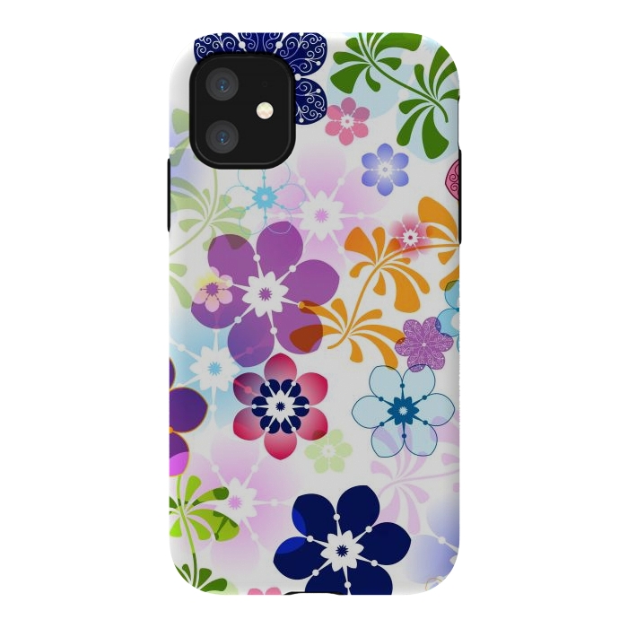 iPhone 11 StrongFit Spring Colorful Seamless Floral Pattern with Transparent Flowers I by ArtsCase