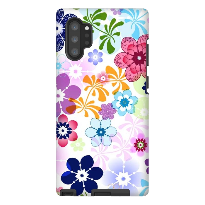 Galaxy Note 10 plus StrongFit Spring Colorful Seamless Floral Pattern with Transparent Flowers I by ArtsCase