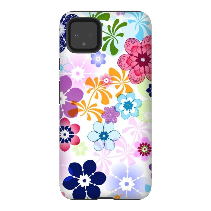 Pixel 4XL StrongFit Spring Colorful Seamless Floral Pattern with Transparent Flowers I by ArtsCase