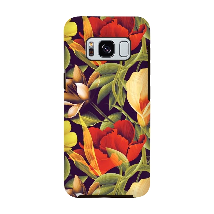 Galaxy S8 StrongFit Seamless Tropical Flower Plant and Leaf Pattern by ArtsCase