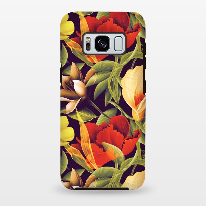 Galaxy S8 plus StrongFit Seamless Tropical Flower Plant and Leaf Pattern by ArtsCase