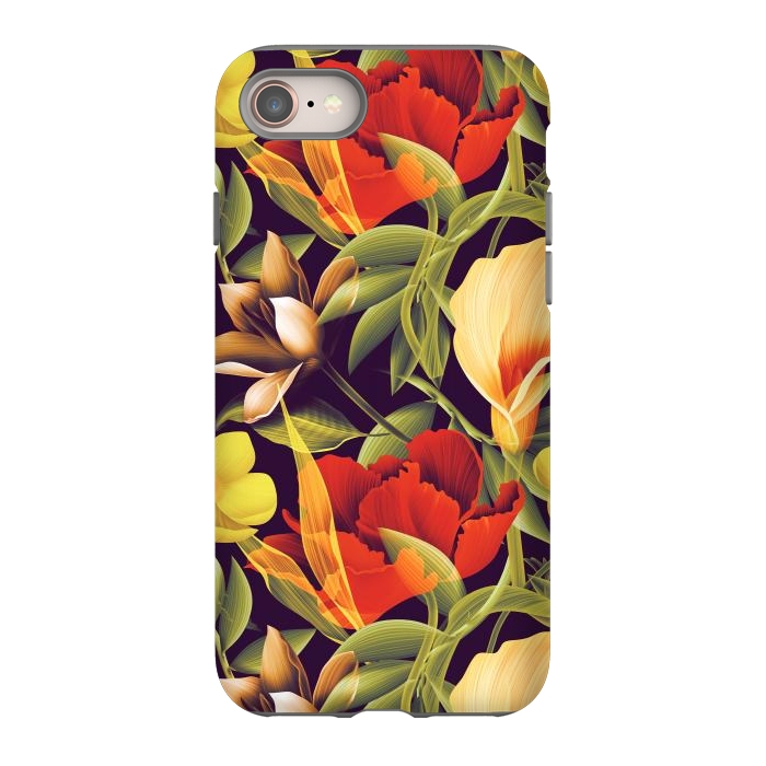 iPhone 8 StrongFit Seamless Tropical Flower Plant and Leaf Pattern by ArtsCase