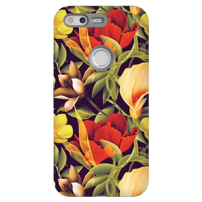 Pixel StrongFit Seamless Tropical Flower Plant and Leaf Pattern by ArtsCase