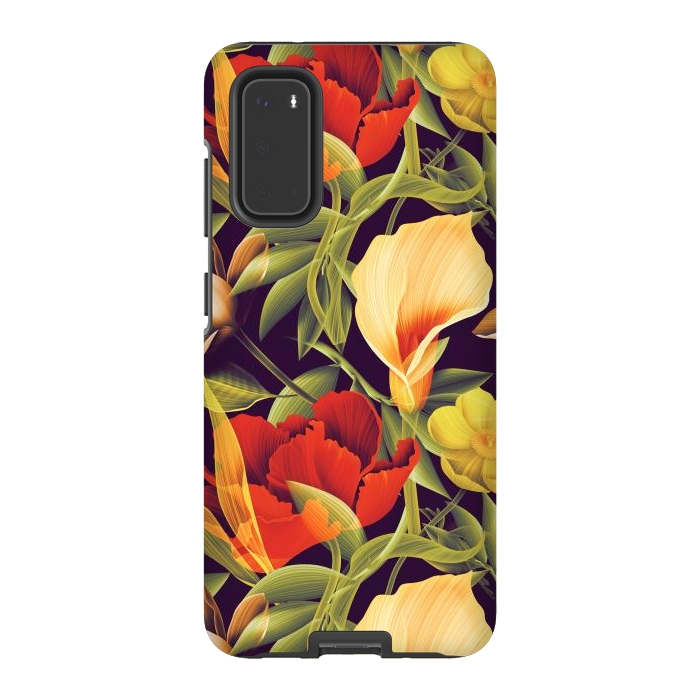 Galaxy S20 StrongFit Seamless Tropical Flower Plant and Leaf Pattern by ArtsCase