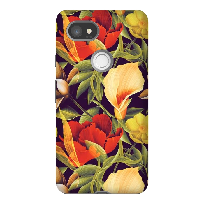 Pixel 2XL StrongFit Seamless Tropical Flower Plant and Leaf Pattern by ArtsCase