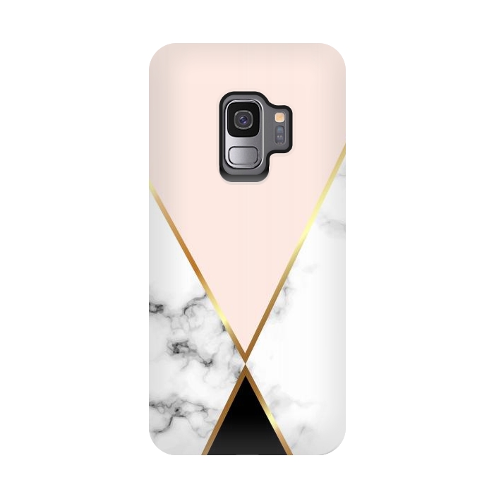 Galaxy S9 StrongFit Vector Marble Geometric Background with Black and Gold Triangles by ArtsCase