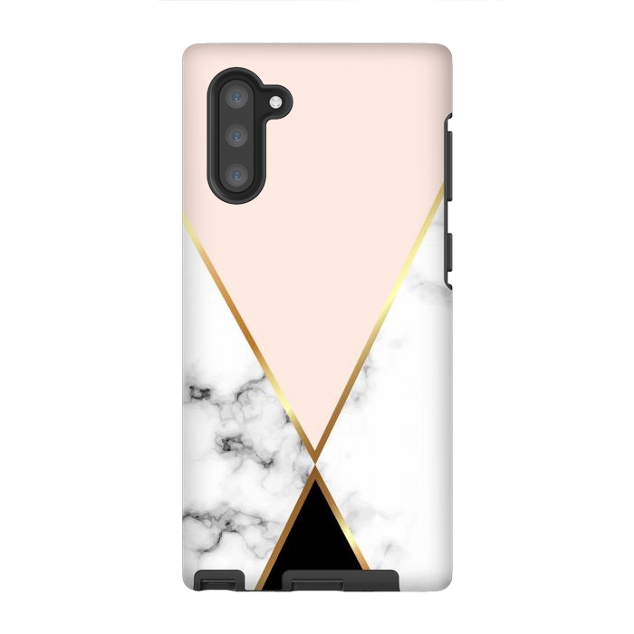 Galaxy Note 10 StrongFit Vector Marble Geometric Background with Black and Gold Triangles by ArtsCase