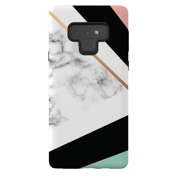 Galaxy Note 9 StrongFit Vector Marble Texture Design with Golden Geometric Lines by ArtsCase
