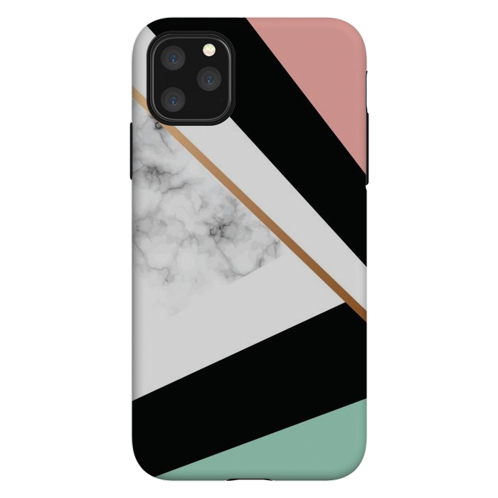 iPhone 11 Pro Max StrongFit Vector Marble Texture Design with Golden Geometric Lines by ArtsCase