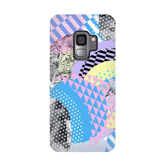 Galaxy S9 StrongFit Multicoloured playful pop-art collage by Oana 
