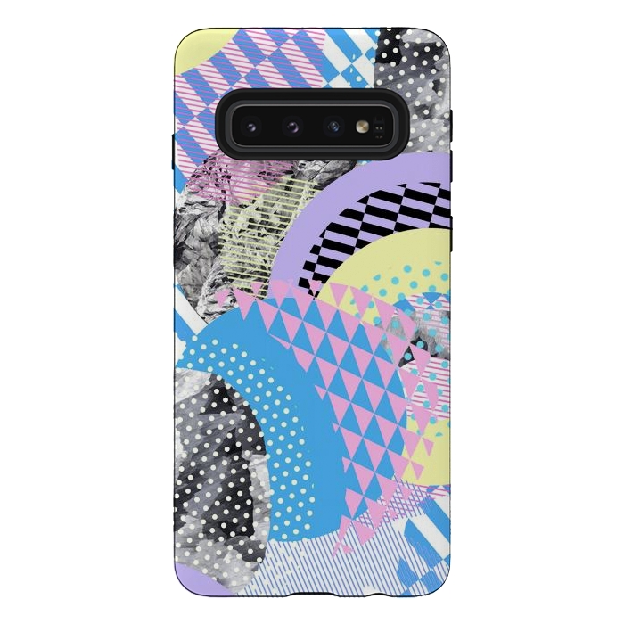 Galaxy S10 StrongFit Multicoloured playful pop-art collage by Oana 