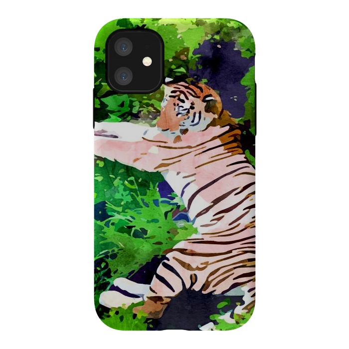 iPhone 11 StrongFit Blush Tiger by Uma Prabhakar Gokhale