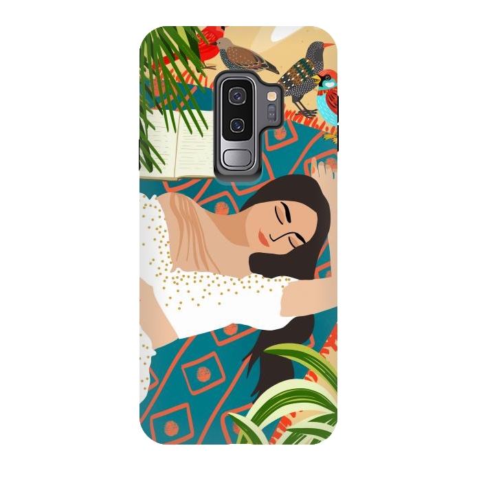 Galaxy S9 plus StrongFit Beach. Read. Sleep. | Boho Woman Sea Beachy Travel | Summer Birds Sand Picnic Ocean Vacation by Uma Prabhakar Gokhale
