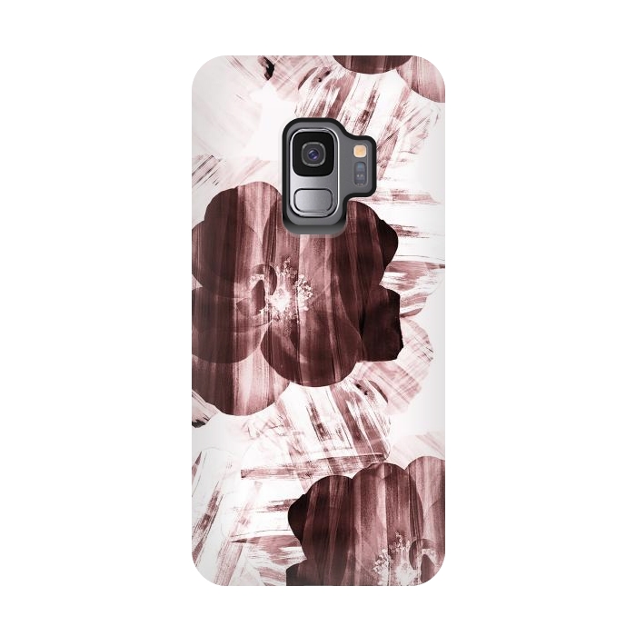 Galaxy S9 StrongFit Brushed dark pink rose petals by Oana 