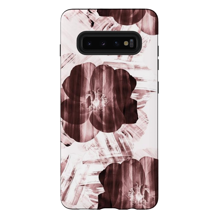 Galaxy S10 plus StrongFit Brushed dark pink rose petals by Oana 